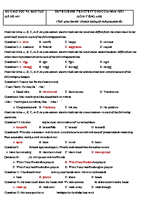 Đề thi chính thức THPT Quốc gia môn Tiếng Anh - Mã đề 401 - Năm học 2021 (Có đáp án)
